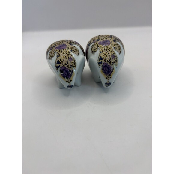Elephant Ceramic/Porcelain Painted Gold And Purple Salt And Pepper Shakers - Picture 4 of 8